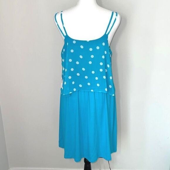 Charming Charlie Womens Polka Dots Dress Sleeveless Lined Chiffon Medium‎ Blue - Picture 5 of 11
